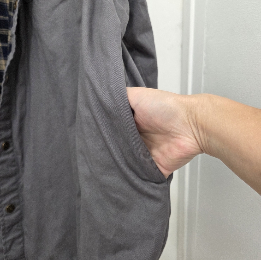 Gray BOULDER CREEK Snap Front Flannel Lined Shirt Jacket 3XL Tall - Picture 8 of 16